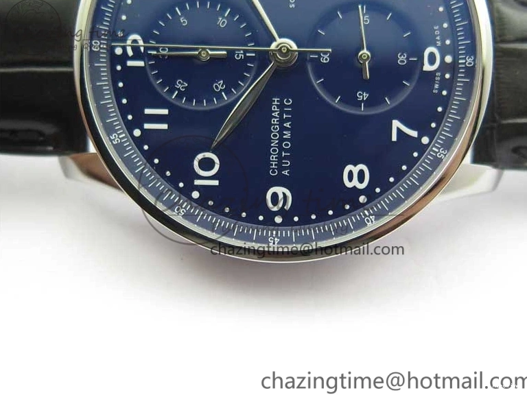 MIROTIME 0121 SunProtective Portugieser Chronograph Edition 150 Years IW371601 ZF 1:1 Best Edition Blue Dial on Black Leather Strap A7750 (Slim Movement) 7137